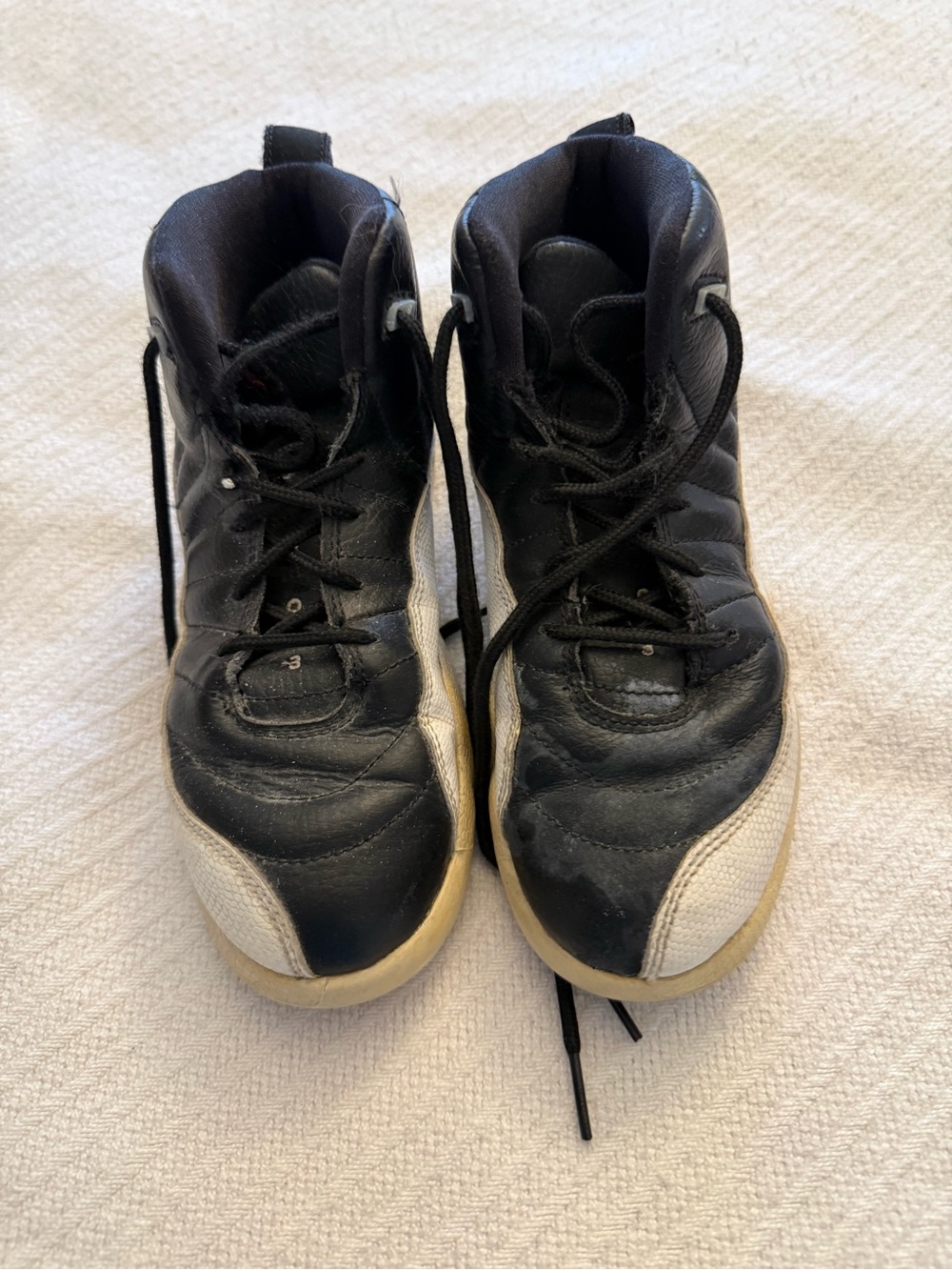 Jordan Kids Black and White High-Top Sneakers with Cream Soles
